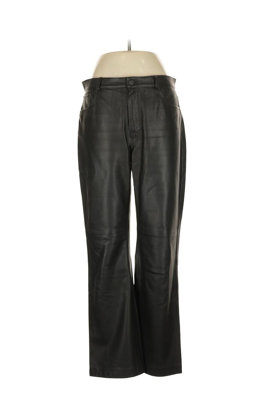 & Other Stories black leather Wide Leg Cropped pants size 6